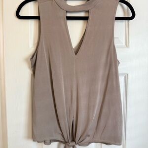 Taupe Sleeveless Tie-Front Top